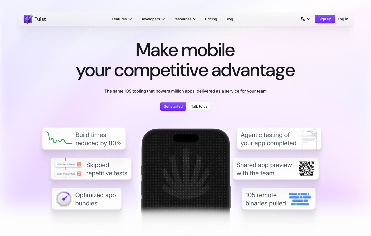 Home page of the new marketing site